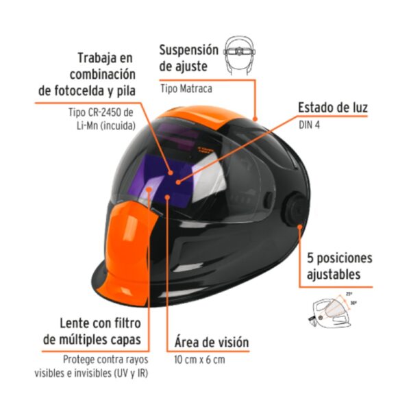 Careta electrónica para soldar, panel digital, Expert Marca Truper1